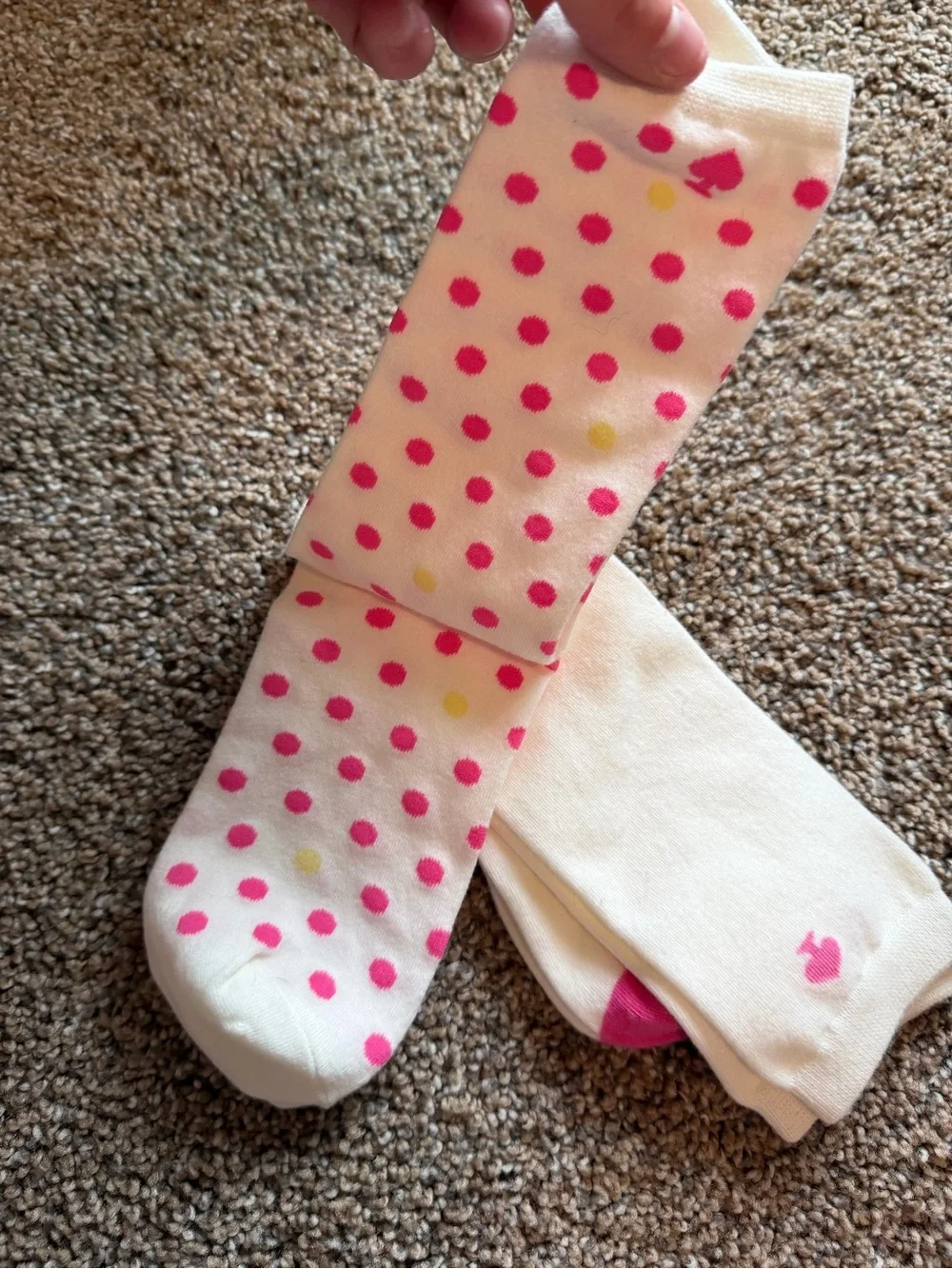 KATE SPADE Pink & Cream Polka Dot & Solid Sock Set
